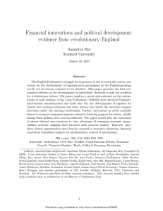 Financial innovations and political development: evidence from revolutionary England Saumitra Jha Stanford University