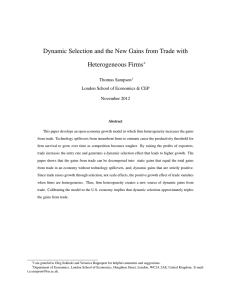Dynamic Selection and the New Gains from Trade with Heterogeneous Firms ∗