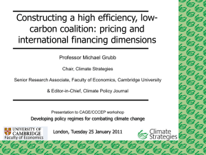 Constructing a high efficiency, low- carbon coalition: pricing and international financing dimensions