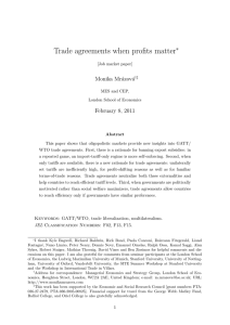 Trade agreements when profits matter ∗ Monika Mr´ azov´