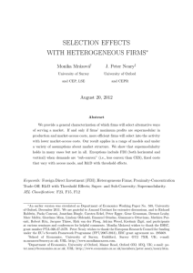 SELECTION EFFECTS WITH HETEROGENEOUS FIRMS ∗ Monika Mr´