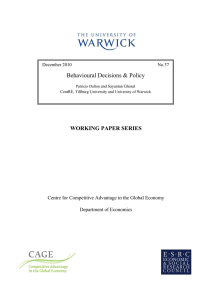 Behavioural Decisions &amp; Policy  WORKING PAPER SERIES