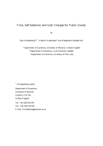 Time, Self-Selection and User Charges for Public Goods