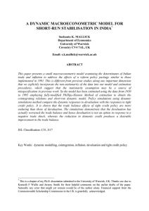 A DYNAMIC MACROECONOMETRIC MODEL FOR SHORT-RUN STABILISATION IN INDIA