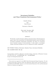 Investment Subsidies and Time-Consistent Environmental Policy