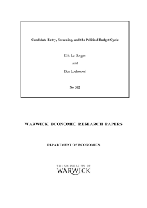 WARWICK  ECONOMIC  RESEARCH  PAPERS  Eric Le Borgne And