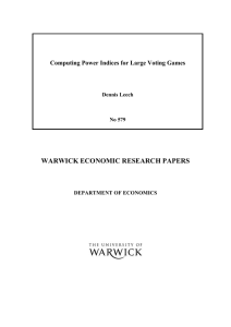 WARWICK ECONOMIC RESEARCH PAPERS Computing Power Indices for Large Voting Games