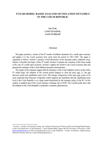 P-STAR-MODEL BASED ANALYSIS OF INFLATION DYNAMICS IN THE CZECH REPUBLIC Jan Frait,