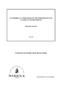 AN EMPIRICAL COMPARISON OF THE PERFORMANCE OF CLASSICAL POWER INDICES DENNIS LEECH