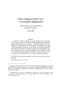 Issue Linkage and Issue Tie-in in Multilateral Negotiations ¤