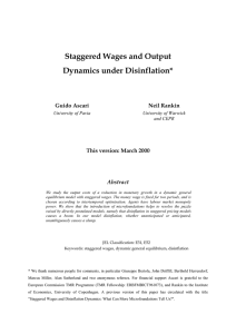 Staggered Wages and Output Dynamics under Disinflation* Guido Ascari Neil Rankin