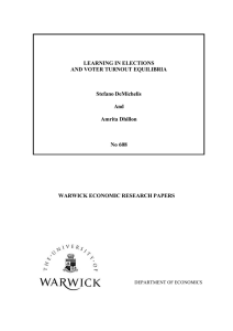 LEARNING IN ELECTIONS AND VOTER TURNOUT EQUILIBRIA Stefano DeMichelis And