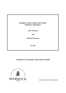 MARKET STRUCTURE AND ENTRY: WHERE'S THE BEEF? Otto Toivanen And