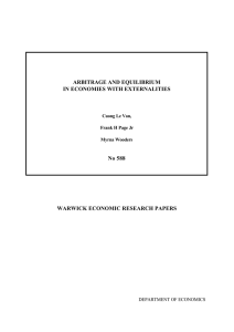 ARBITRAGE AND EQUILIBRIUM IN ECONOMIES WITH EXTERNALITIES No 588 WARWICK ECONOMIC RESEARCH PAPERS
