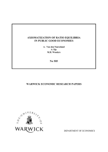 AXIOMATIZATION OF RATIO EQUILIBRIA IN PUBLIC GOOD ECONOMIES No 585