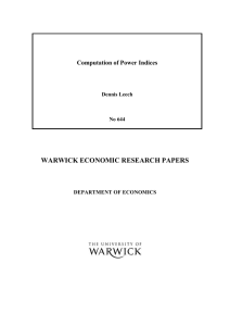 WARWICK ECONOMIC RESEARCH PAPERS Computation of Power Indices Dennis Leech No 644