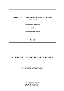 WARWICK ECONOMIC RESEARCH PAPERS