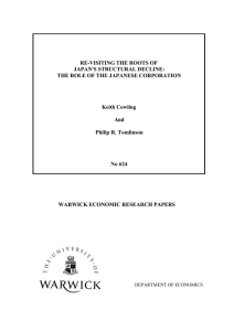 RE-VISITING THE ROOTS OF JAPAN'S STRUCTURAL DECLINE: Keith Cowling