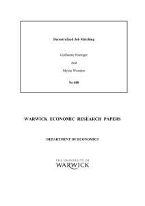 WARWICK  ECONOMIC  RESEARCH  PAPERS  Guillaume Haeinger And