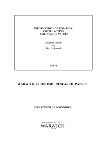 WARWICK  ECONOMIC  RESEARCH  PAPERS  Sayantan Ghosal And
