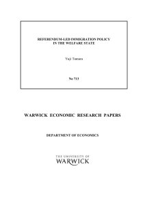 WARWICK  ECONOMIC  RESEARCH  PAPERS  Yuji Tamura REFERENDUM-LED IMMIGRATION POLICY