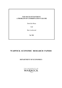 WARWICK  ECONOMIC  RESEARCH  PAPERS  David de Meza And