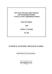 How Does Marriage Affect Physical and Psychological Health? Chris M. Wilson