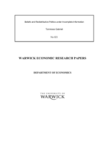 WARWICK ECONOMIC RESEARCH PAPERS  No 821 DEPARTMENT OF ECONOMICS