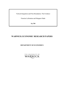 WARWICK ECONOMIC RESEARCH PAPERS  Vertical Integration and Firm Boundaries: The Evidence