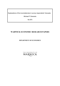 WARWICK ECONOMIC RESEARCH PAPERS  Michael P Clements