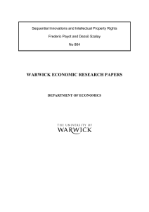 WARWICK ECONOMIC RESEARCH PAPERS  Sequential Innovations and Intellectual Property Rights