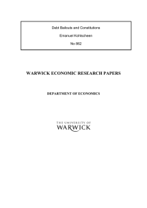 WARWICK ECONOMIC RESEARCH PAPERS  Debt Bailouts and Constitutions Emanuel Kohlscheen
