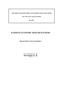 WARWICK ECONOMIC RESEARCH PAPERS  THE DEBT-ADJUSTED REAL EXCHANGE RATE FOR CHINA