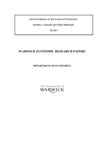 WARWICK ECONOMIC RESEARCH PAPERS Some Evidence on the Future of Economics