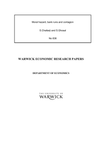 WARWICK ECONOMIC RESEARCH PAPERS  Moral hazard, bank runs and contagion