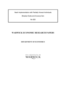 WARWICK ECONOMIC RESEARCH PAPERS  Nash Implementation with Partially Honest Individuals