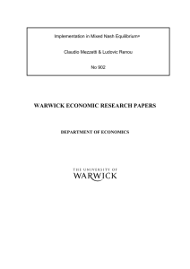 WARWICK ECONOMIC RESEARCH PAPERS  Implementation in Mixed Nash Equilibrium∗