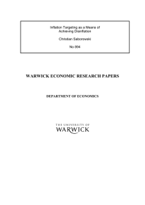 WARWICK ECONOMIC RESEARCH PAPERS  Inflation Targeting as a Means of Achieving Disinflation