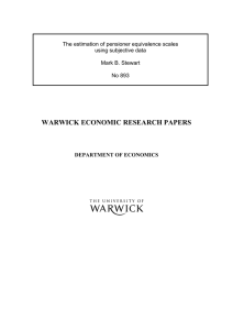 WARWICK ECONOMIC RESEARCH PAPERS  The estimation of pensioner equivalence scales