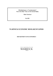 WARWICK ECONOMIC RESEARCH PAPERS  Whistleblower or Troublemaker?