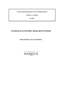 WARWICK ECONOMIC RESEARCH PAPERS  World-Leading Research and its Measurement Andrew J. Oswald