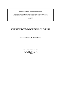 WARWICK ECONOMIC RESEARCH PAPERS  Bundling without Price Discrimination