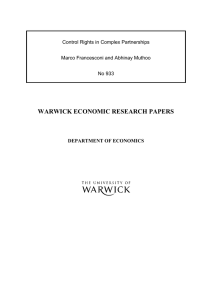 WARWICK ECONOMIC RESEARCH PAPERS  Control Rights in Complex Partnerships