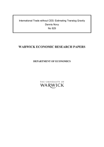 WARWICK ECONOMIC RESEARCH PAPERS  International Trade without CES: Estimating Translog Gravity