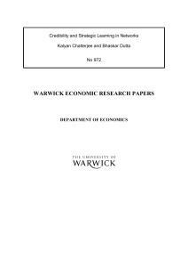 WARWICK ECONOMIC RESEARCH PAPERS  Credibility and Strategic Learning in Networks