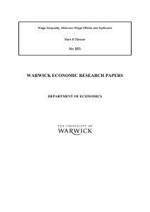 WARWICK ECONOMIC RESEARCH PAPERS  No 965 DEPARTMENT OF ECONOMICS