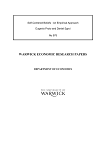 WARWICK ECONOMIC RESEARCH PAPERS  Self-Centered Beliefs : An Empirical Approach
