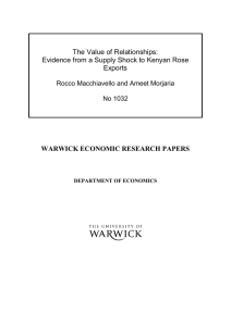 The Value of Relationships: Exports WARWICK ECONOMIC RESEARCH PAPERS