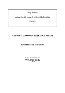 Why Blame?  WARWICK ECONOMIC RESEARCH PAPERS No 1022