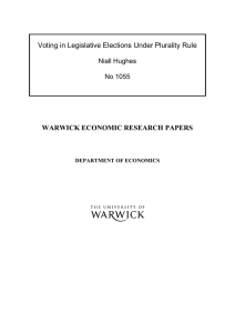 Voting in Legislative Elections Under Plurality Rule WARWICK ECONOMIC RESEARCH PAPERS
